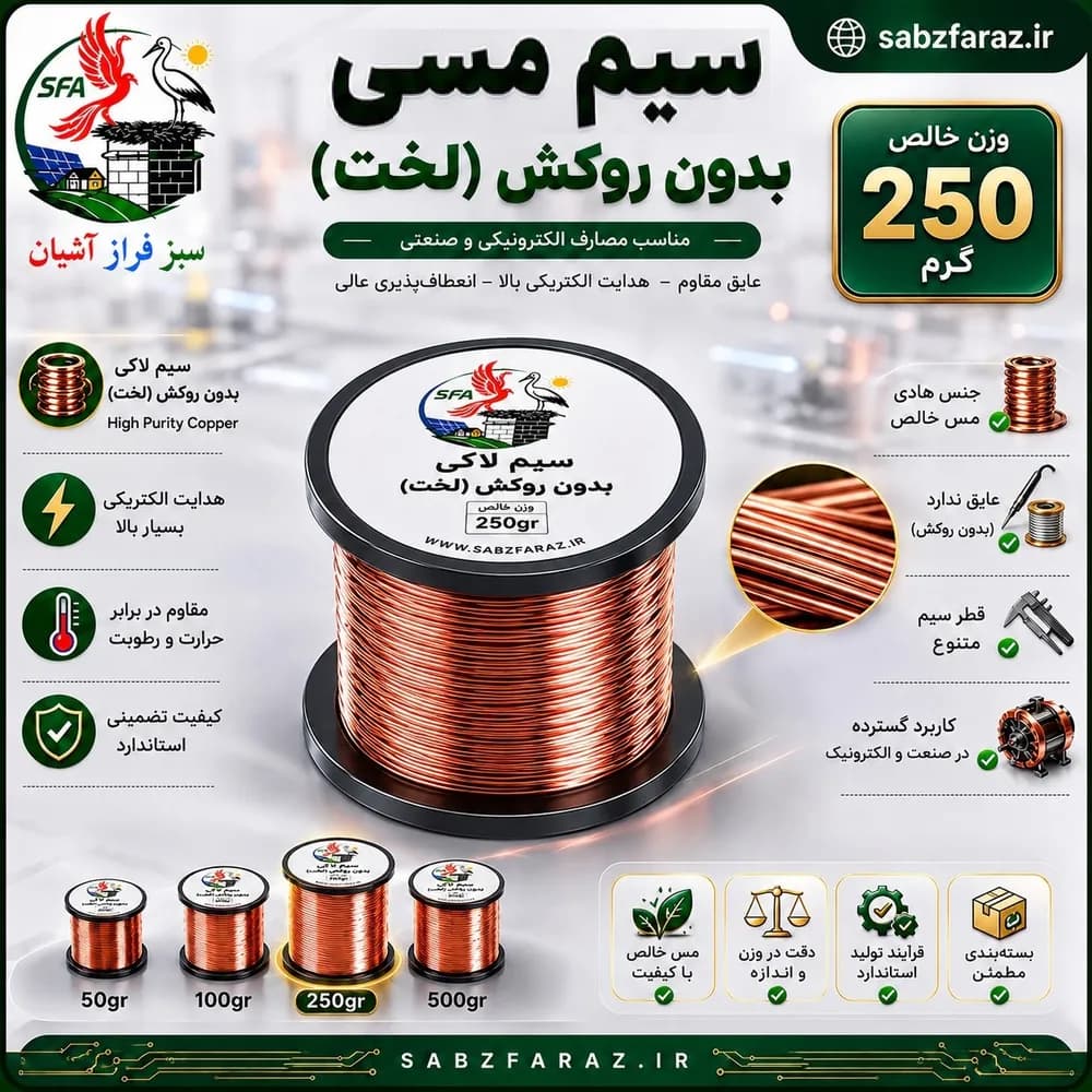 سیم مسی 0.80 (بدون لاک) قرقره 250 گرمی
